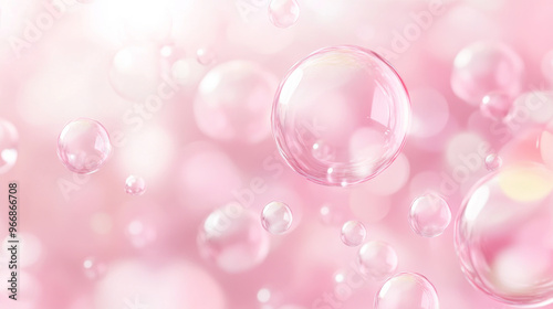 A soft pink background with blurred bubbles creates a modern and abstract look. This design is perfect for creating eye-catching ads or brochures.