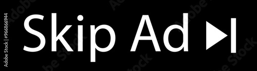 Skip ad button icon in trendy black flat style. skip advertisement png button for website design, online video player. Advertisement text vector illustration isolated on transparent background.