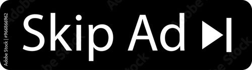 Skip ad button icon in trendy black flat style. skip advertisement png button for website design, online video player. Advertisement text vector illustration isolated on transparent background.
