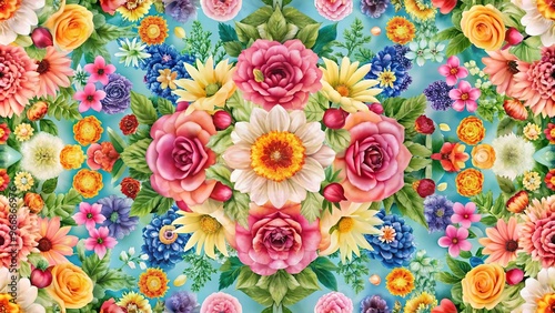 seamless pattern of pretty flowers