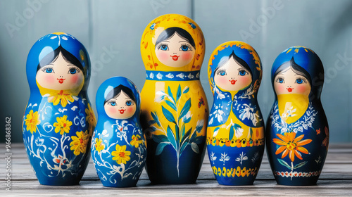 Hand-Painted Traditional Matryoshka Dolls in Vibrant Colors