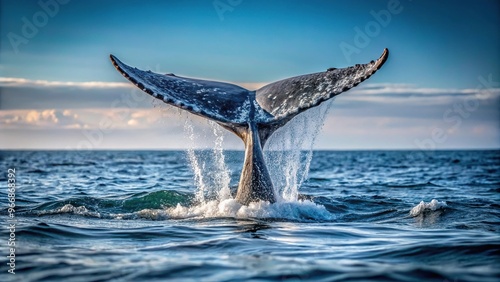 seascape with whale tail photo