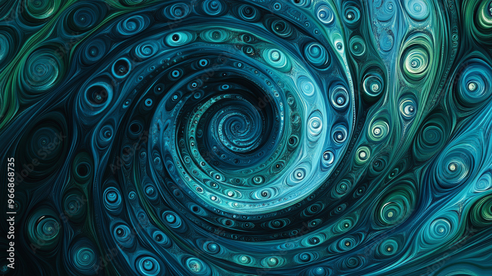 A swirling pattern of dark blue and green circles creates a colorful, abstract design. This modern illustration is perfect for adding a unique touch to your ads, posters, or banners. A swirling pattern of dark blue and green circles creates a colorful, abstract design. This modern illustration is perfect for adding a unique touch to your ads, posters, or banners.
