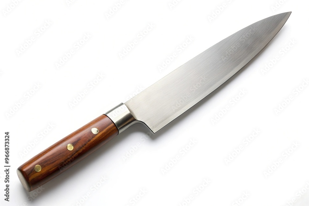 Sharp stainless steel kitchen knife isolated on white background silhouette Sharp stainless steel kitchen knife isolated on white background silhouette