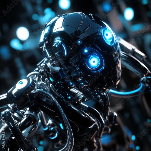 Futuristic Nano Robot Background with High-Tech Elements