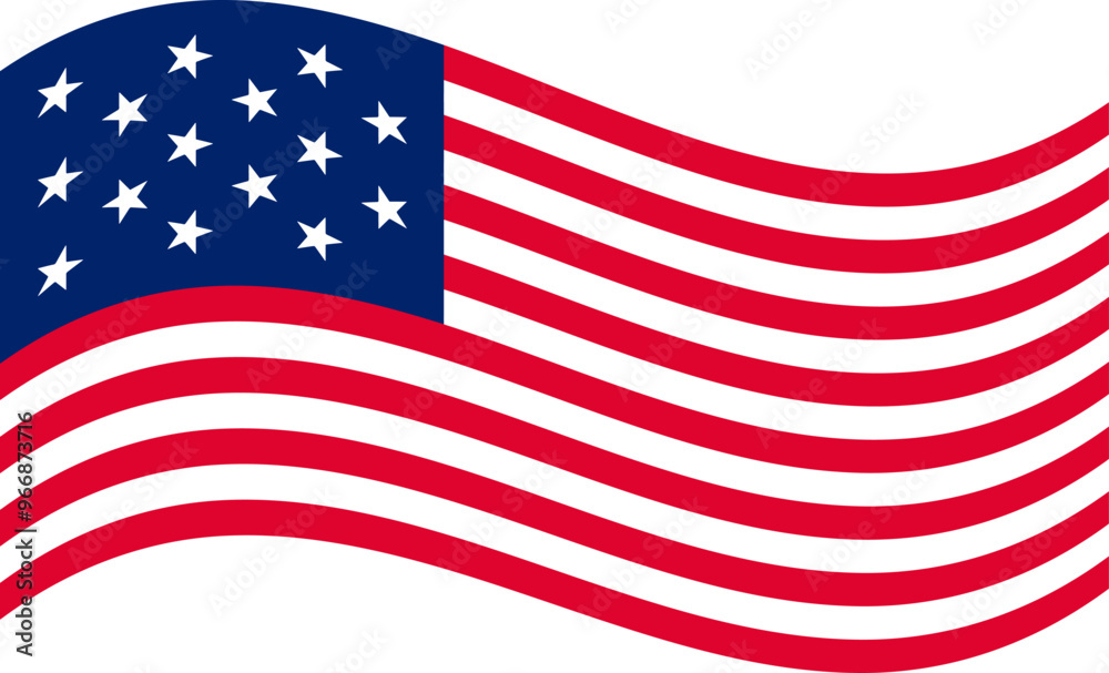 Fototapeta premium Waving official US flag 1795-1818. Vector illustration 