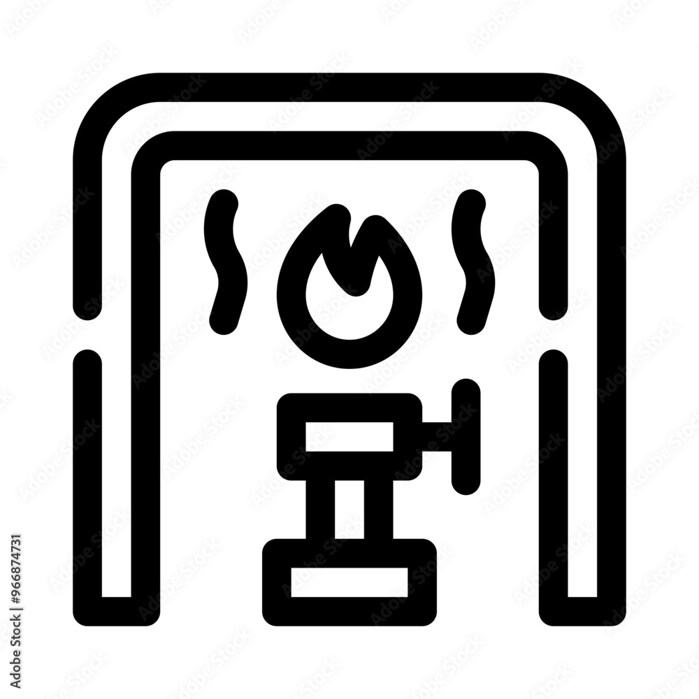 Bunsen burner line icon Bunsen burner line icon