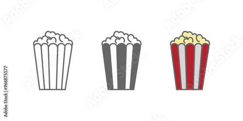 popcorn food icon collection