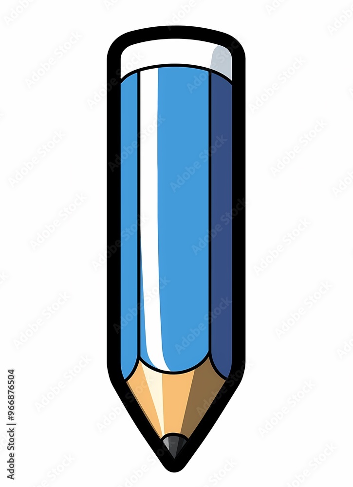 A bright blue pencil with a pointed lead and white eraser, ideal for school supplies. A bright blue pencil with a pointed lead and white eraser, ideal for school supplies.