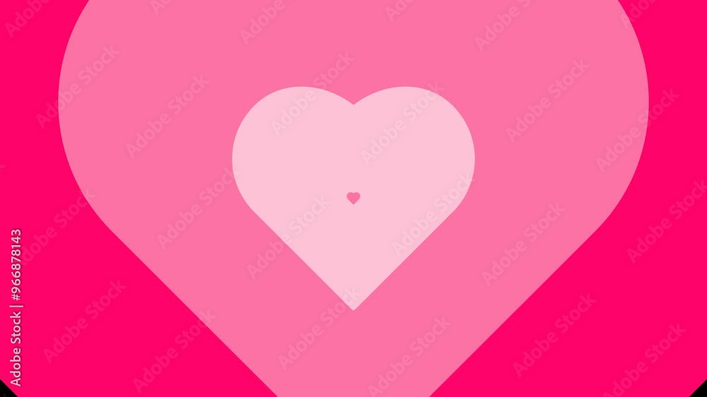 The cute pink love shape transition animation expands to fill the screen. suitable for in and out video editing. Alpha channel only on 4K