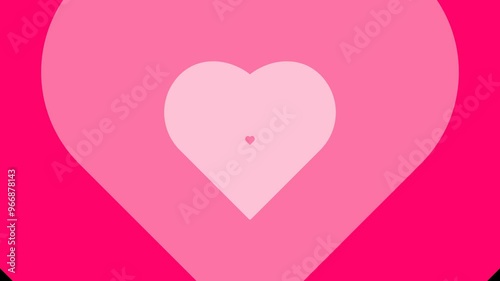 The cute pink love shape transition animation expands to fill the screen. suitable for in and out video editing. Alpha channel only on 4K