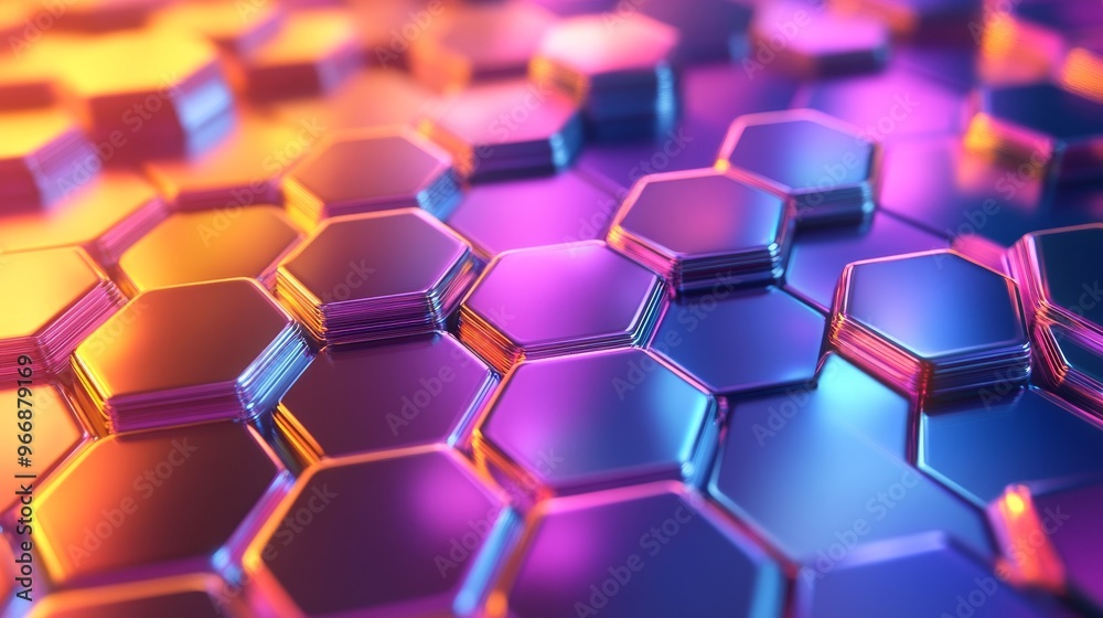 Abstract Geometric Hexagon Pattern with Neon Gradient Colors Abstract Geometric Hexagon Pattern with Neon Gradient Colors