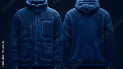 A blue fleece jacket displa...