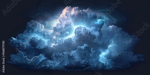 Realistic Dark Cloud with Thunder and Lightning Overlay