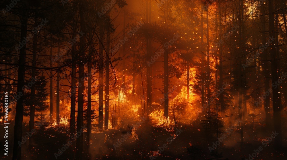 illustration of a forest fire consumed by flames illustration of a forest fire consumed by flames