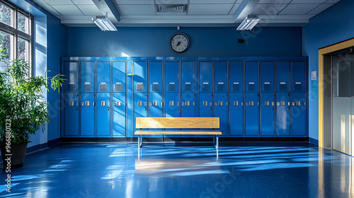 A bright school hallway fea...