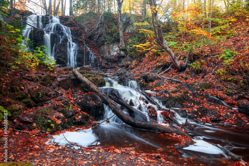 Scenic Hungarian water falls in autumn time in Michigan upper peninsula.