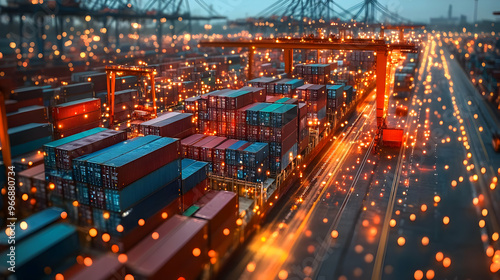 A bustling shipping yard fi...