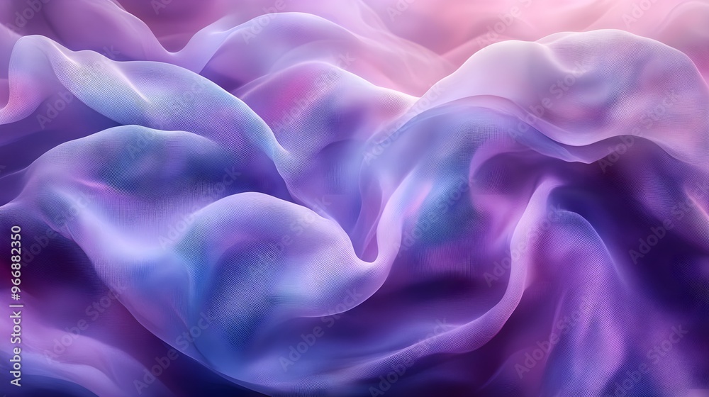 Obraz premium Gentle curves of abstract shapes, soft purple hues blending together, creating a peaceful and relaxing composition, atmospheric and dreamy