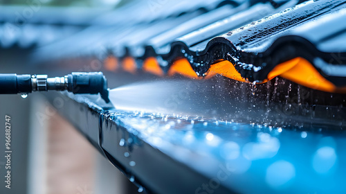 A close-up of a roof being ...