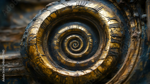 A close-up of a spiraled, o...