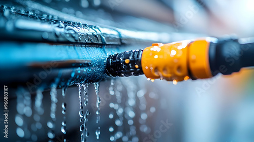 A close-up of a water hose ...