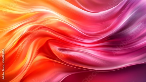 Vibrant abstract gradient with smooth color transitions, bold oranges blending into pinks, radiant soft light, a dynamic flow of hues, futuristic vibe