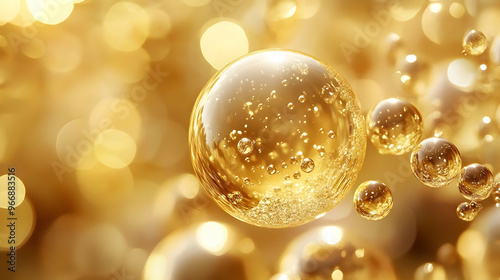 A close-up of golden bubble...