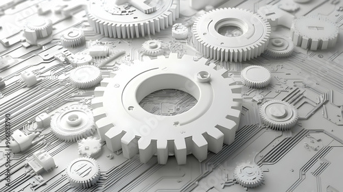 A close-up of white gears o...