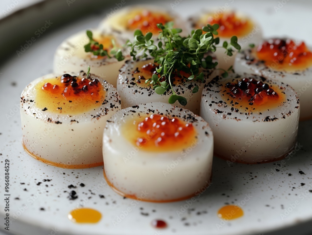 Sea urchin and uni salad with microgreens and citrus dressing