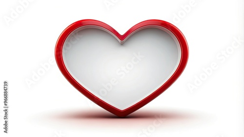 Silhouette red and white heart on white background