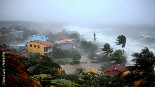 A coastal scene during a st...