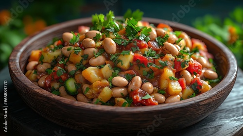 South African Chakalaka salad with beans and vegetables
