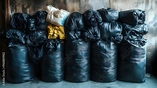 A collection of black garba...