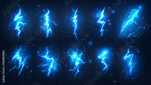 A collection of blue lightn...