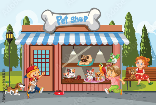 Children at the Pet Shop