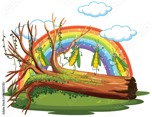 Grasshoppers Under a Rainbow
