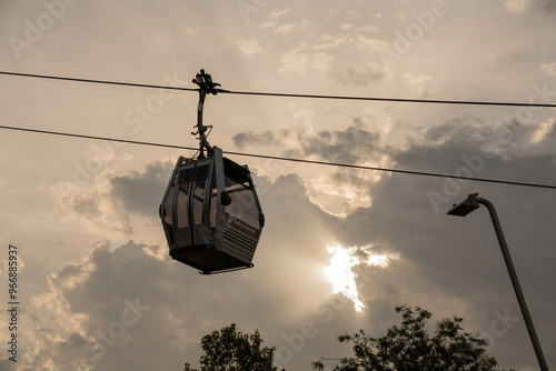 Montjuic cable car at evening, Barcelona