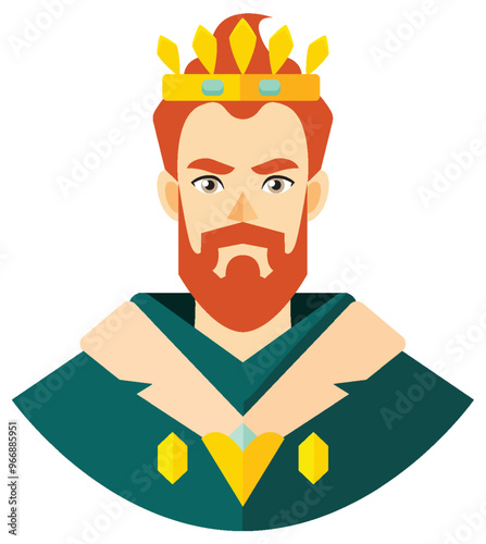 Regal King with Crown Illustration