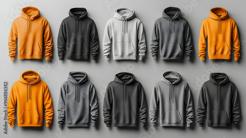 A collection of hoodies in ...