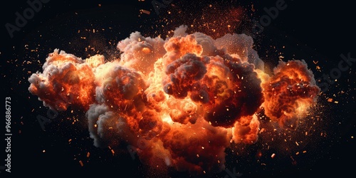 Realistic fiery explosion splitter, ideal for cinematic visual effects and gaming assets.