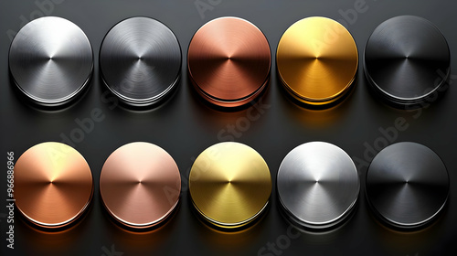 A collection of metallic di...