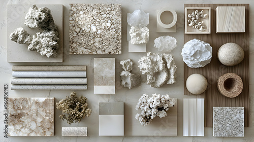 A collection of natural textures and materials in neutral tones for design inspiration.