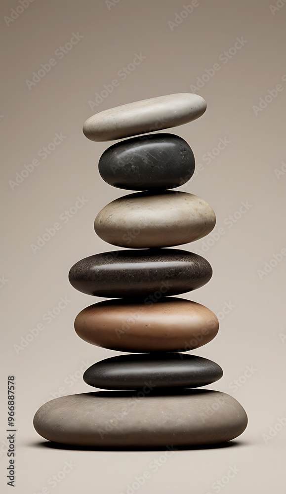 A minimal illustration of a stack of three smooth, rounded stones balanced on top of each other, set against a plain background. The design symbolizes balance, calm, and simplicity A minimal illustration of a stack of three smooth, rounded stones balanced on top of each other, set against a plain background. The design symbolizes balance, calm, and simplicity