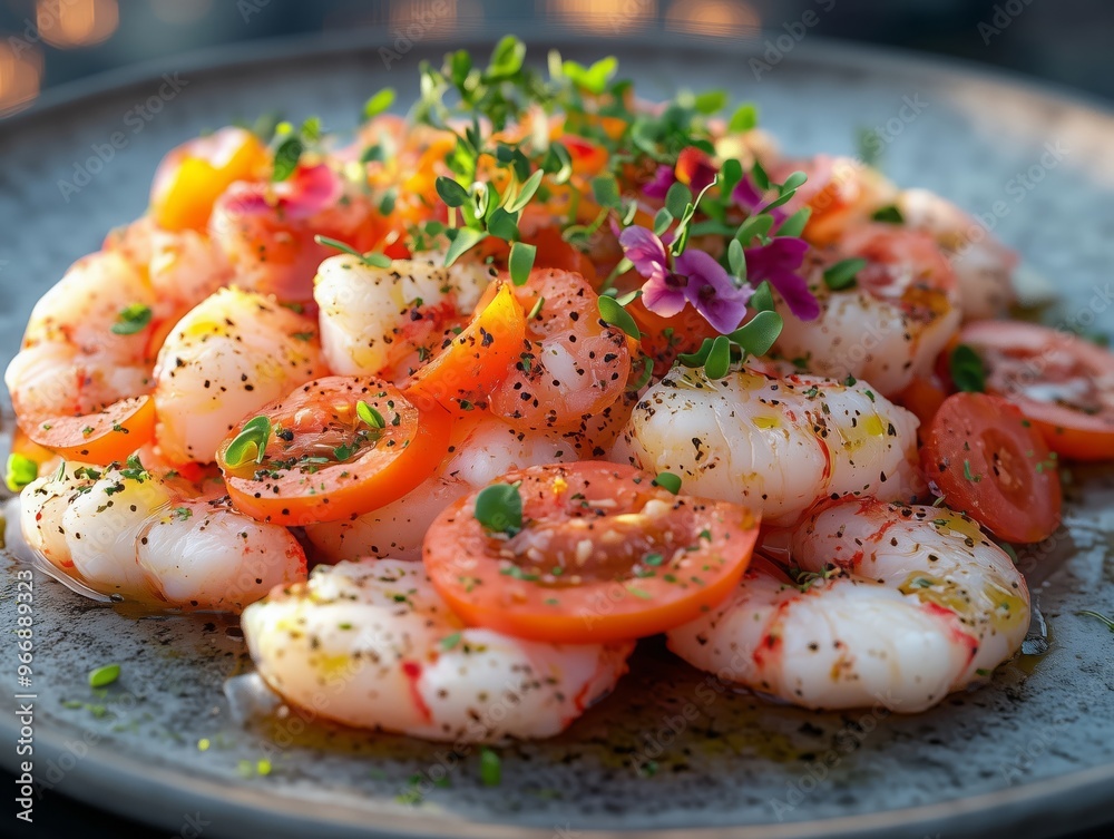 Truffle-infused lobster salad with heirloom tomatoes and microgreens