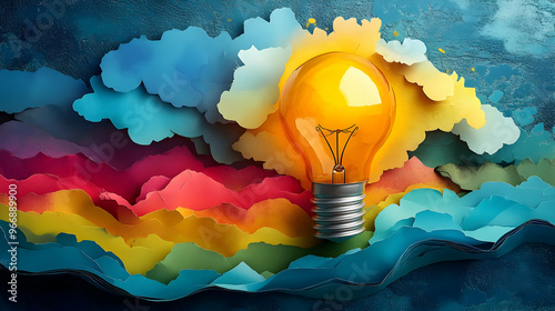 A colorful paper art repres...