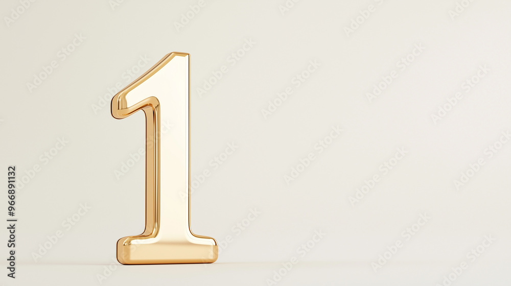 A shiny gold foil number one hovering in neutral space, reflecting light and creating a luxurious, sleek appearance. photo A shiny gold foil number one hovering in neutral space, reflecting light and creating a luxurious, sleek appearance. photo