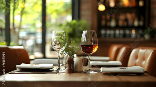A cozy restaurant table set...