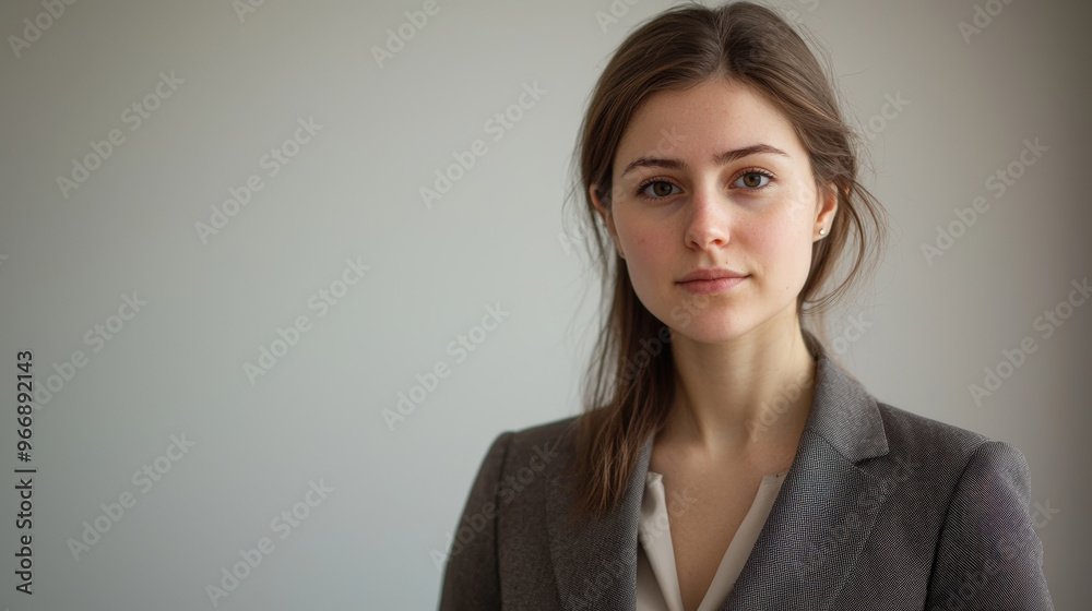Professional headshot of woman in blazer, showcasing clean and polished appearance. neutral background emphasizes her confident expression and professional demeanor Professional headshot of woman in blazer, showcasing clean and polished appearance. neutral background emphasizes her confident expression and professional demeanor