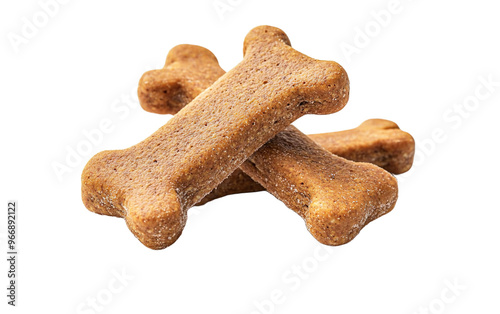 2 dog bone shaped dog treats on white background,png